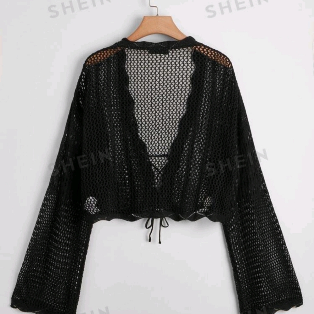 Shein black knit cover up